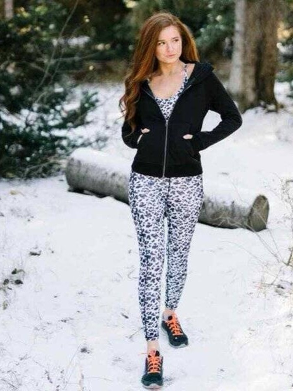 Zyia Snow Leopard Print Leggings